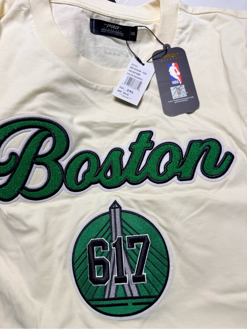 NBA Boston Cream Short Sleeve Tee with Green Script